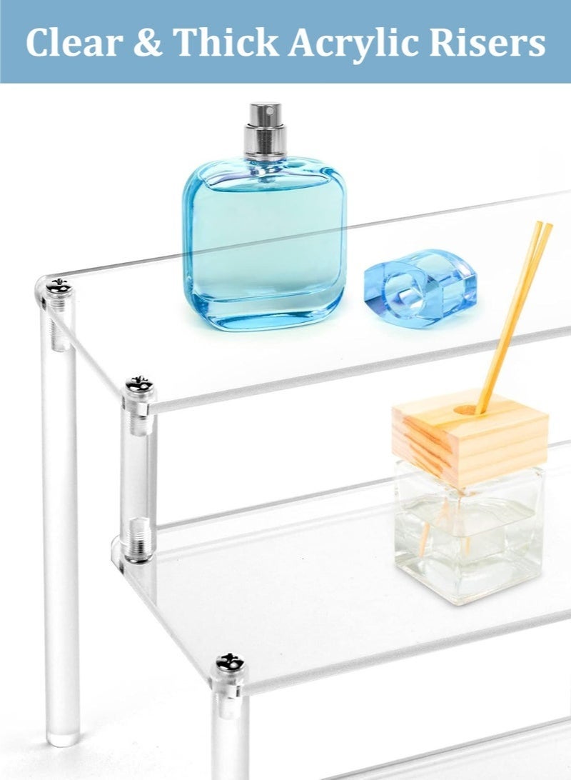 MEDOOSI Acrylic Display Riser, 3-Tier Acrylic Riser Display Shelf, Tiered Display Stand Small Risers Cabinet Countertops Table Decoration and Organizer, Party Dessert Shelves, Makeup Organizer, Crystal Stone Riser Stand for Decoration - Image 3